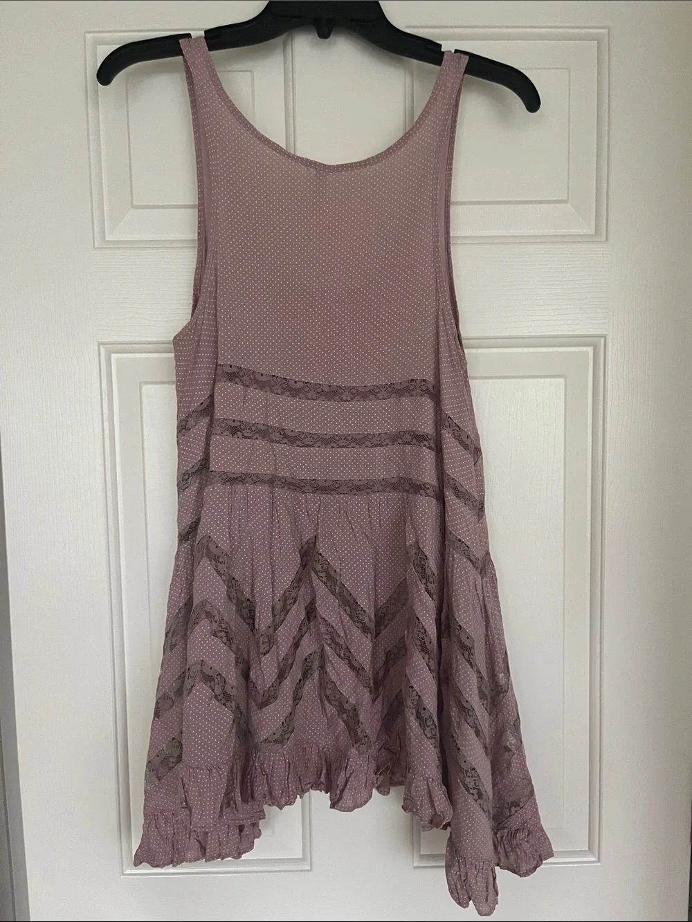 Free People Dusty Mauve Lace-Trim Flow Tank/Dress